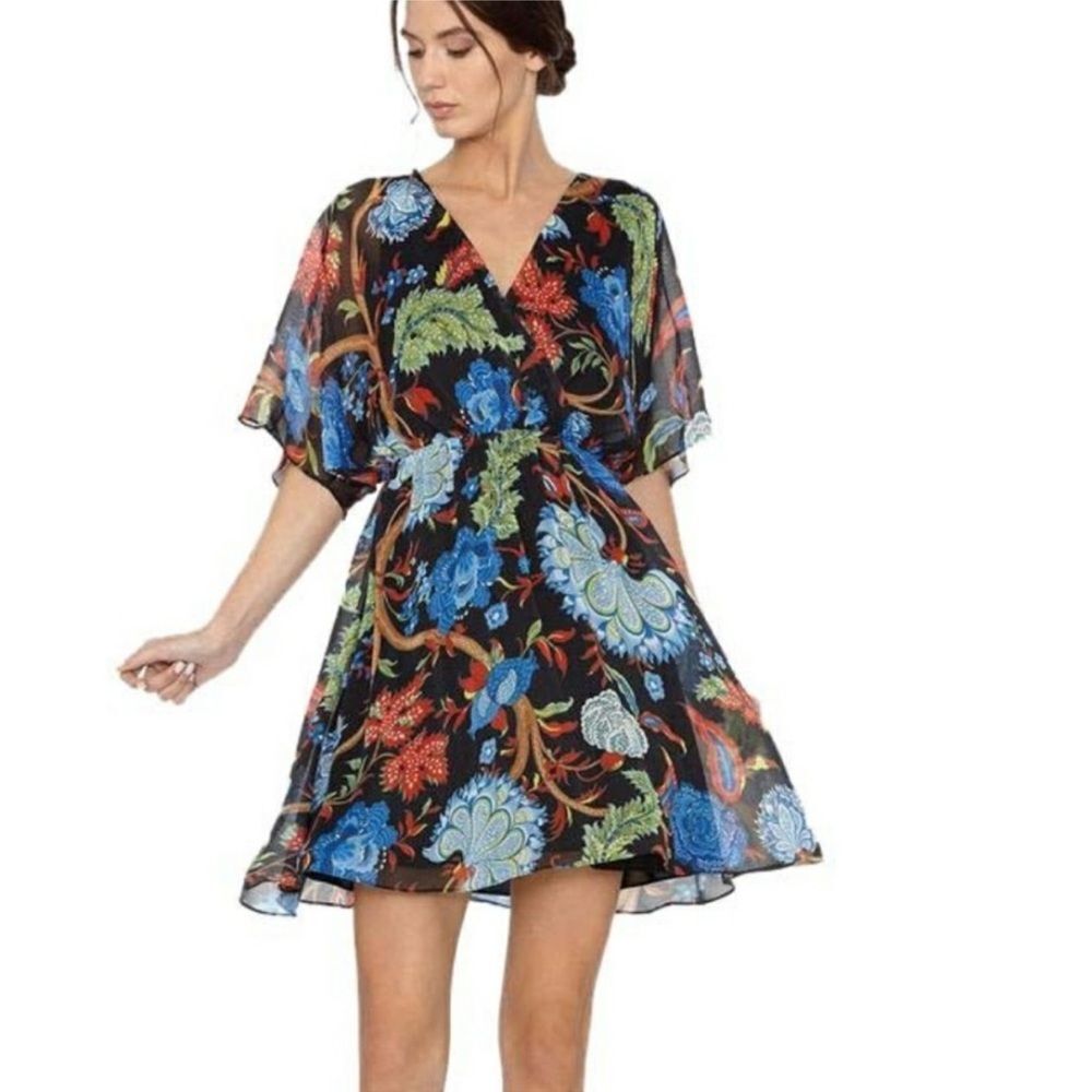 Alice + Olivia Cay Batwing Alder Floral Dress Size 0